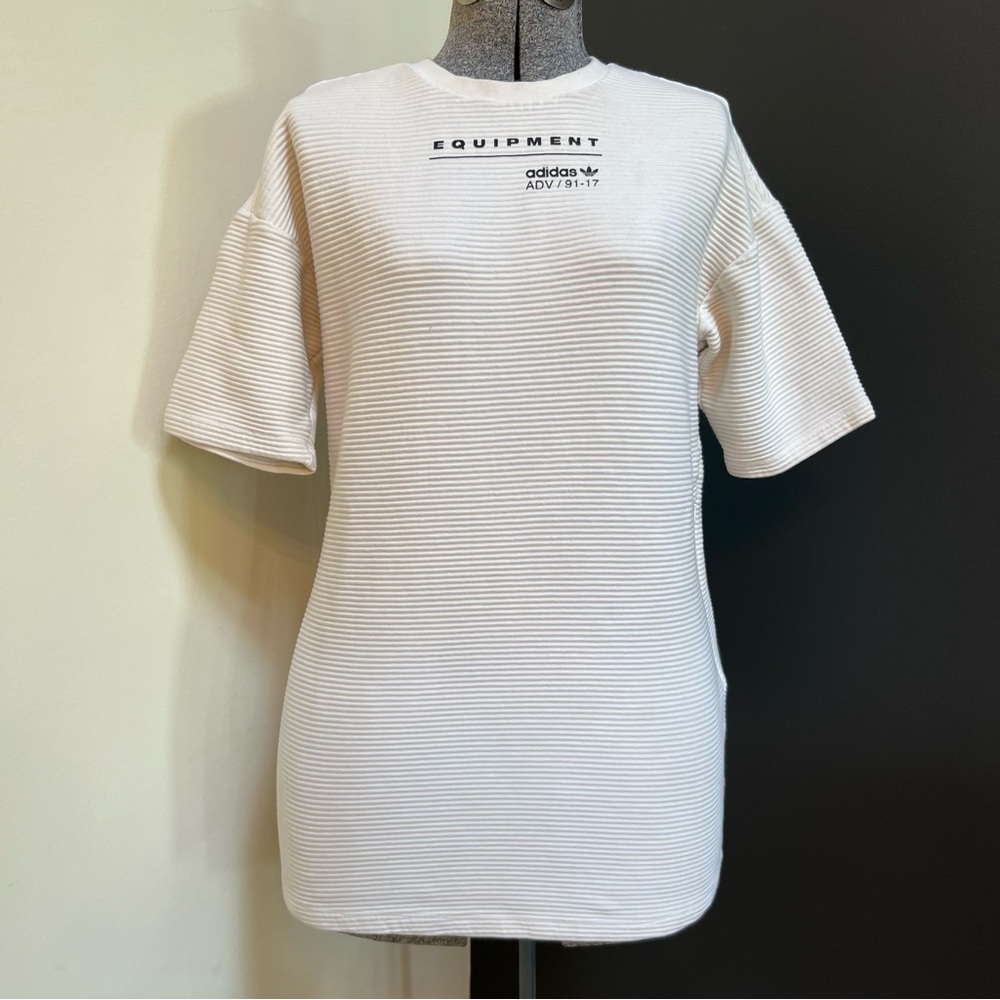 Adidas ribbed crew neck t-shirt dress with pockets